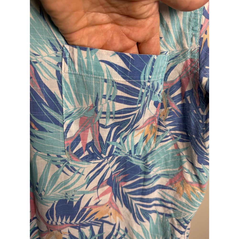IZOD Saltwater Relaxed Classics Floral Palm Leaf Short Sleeve Shirt Tropical L - Picture 2 of 11